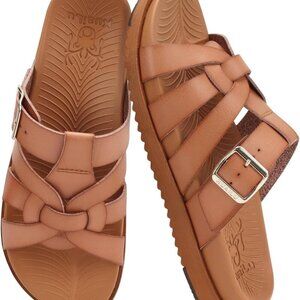 Gladiator Sandals for Women Summer Slip On Cushioned Arch Support Beach Shoes